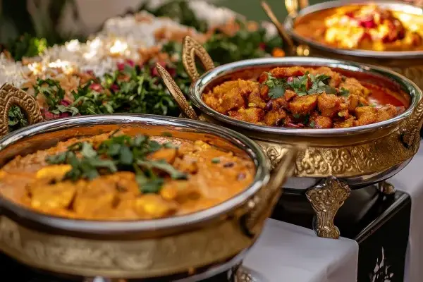 Indian catering prepared for a celebration